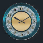 Blue Art Deco Style Große Wanduhr<br><div class="desc">Ich habe diese Uhr vor einiger Zeit gesichtet und dachte,  es sei an der Zeit,  sie in meine Art-Déco-Sammlung aufzunehmen. Diese hübsche Kreisuhr würde großartig an einer schlichten Wand oder mit sympathischem Dekor aussehen. Es ist im Art Déco Stil gehalten. Ich hoffe,  es gefällt dir.</div>