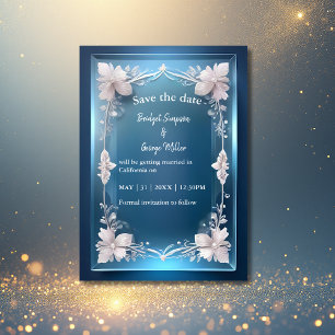 Blue Art Deko verzierter Rahmen Hochzeit sicher da Einladung