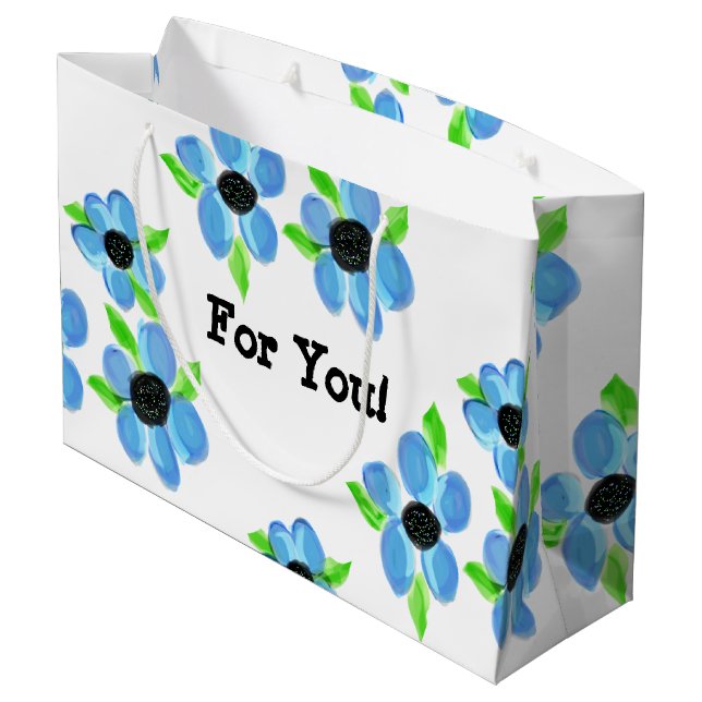 Blue Art Gift Bag Große Geschenktüte (Rückseite Schrägansicht)