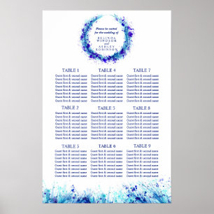 Blue Art Hochzeitstisch Planer 1-9 Tische Poster