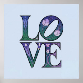 Blue Art Nouveau LIEBE Poster