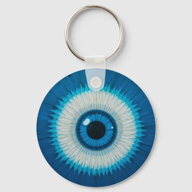 Blue Artistic Evil Eye Design Schlüsselanhänger (Vorderseite)