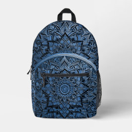 Blue Artistic Mandala Backpack Bedruckter Rucksack