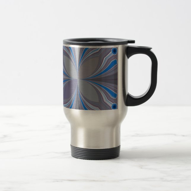 Blue Ash Gray Polka Dot Textur Kunst drucken Reisebecher (Rechts)