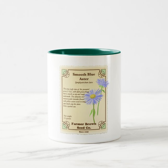 Blue Aster Seed Packet Zweifarbige Tasse (Mittel)