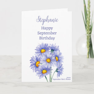 Blue Asters September Geburtstag Monat Blume Karte