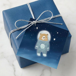 Blue Astronaut Bear Space Baby Dusche Gefallen Tag Geschenkanhänger