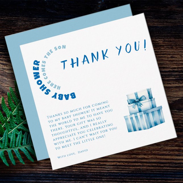 Blue atercolor minimalistischer Baby Duschjunge Dankeskarte (Von Creator hochgeladen)