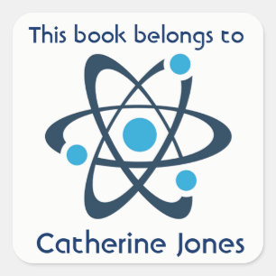 Blue Atom Science Design Buchzeichen Sticker