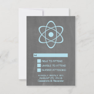 Blue Atomic Chalkboard Response Card RSVP Karte