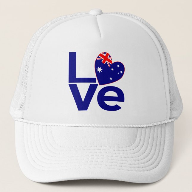 Blue Aussie LIEBE Truckerkappe (Vorderseite)