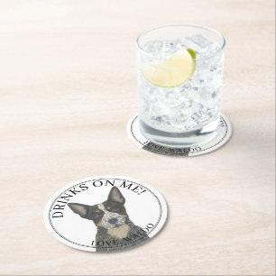 Blue Australian Cattledog Heeler Wedding Runder Pappuntersetzer