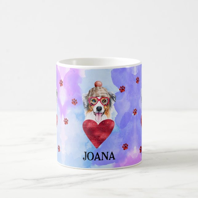 Blue Australian Shepherd Valentine's Day Gift Dog Kaffeetasse (Mittel)