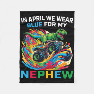 Blue Autism Awareness Nephew T Rex Monster Truck D Fleecedecke