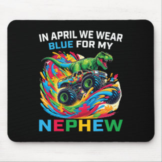 Blue Autism Awareness Nephew T Rex Monster Truck D Mousepad