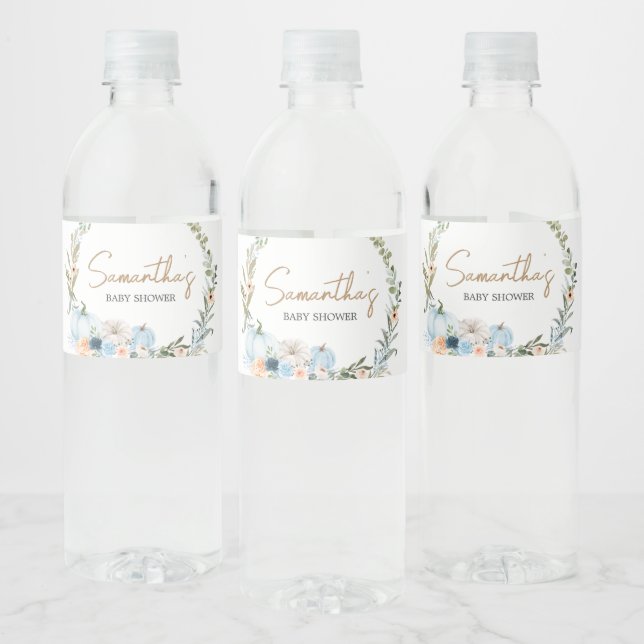 Blue Autumn Blume Pumpkin Baby Dusche (Flaschen)