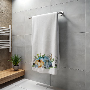 Blue Autumn Pumpkin Watercolor Erntedank Bath T Badhandtuch Set