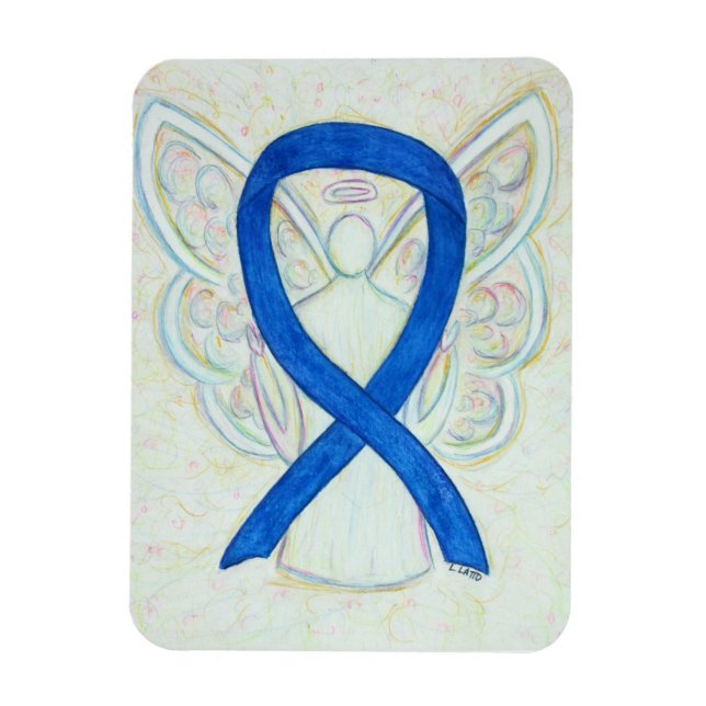Blue Awareness Ribbon Angel Art Magnet (Vertikal)