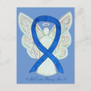 Blue Awareness Ribbon Angel Custom Art Postkarte