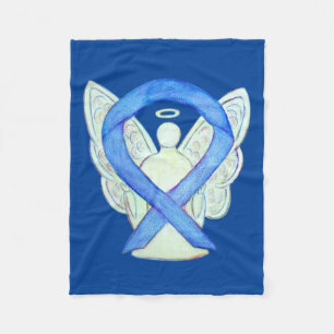 Blue Awareness Ribbon Angel Custom Soft Blanke Fleecedecke