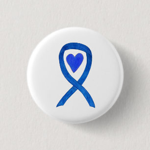 Blue Awareness Ribbon Art kundenspezifische Messag Button