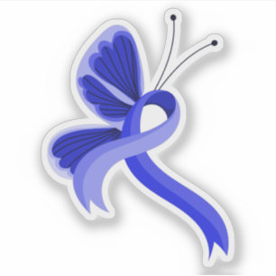 Blue Awareness Ribbon Butterfly Kaffee Tasse Aufkleber
