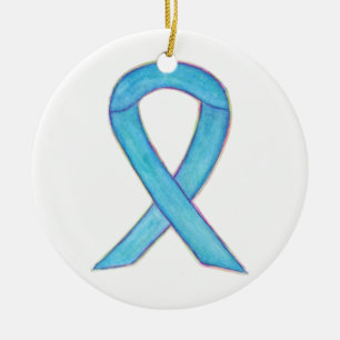 Blue Awareness Ribbon Custom Art Ornamente
