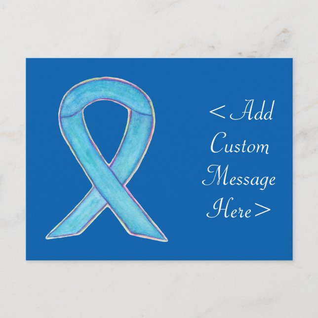 Blue Awareness Ribbon Custom Postcard Postkarte (Vorderseite)