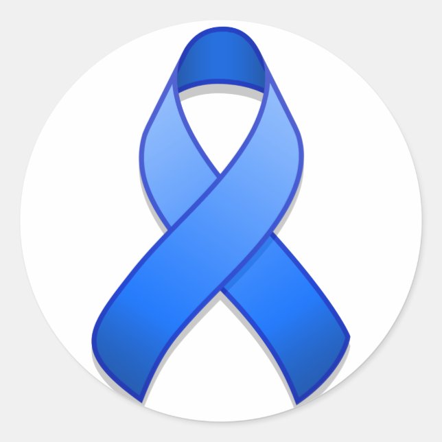 Blue Awareness Ribbon Round Sticker (Vorderseite)