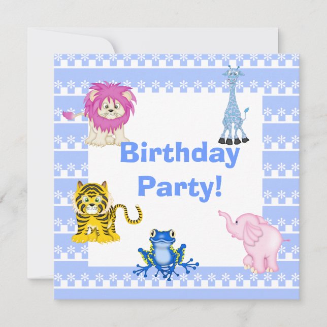 BLUE AZTEC ZOO INVITATION PARTI (Devant)