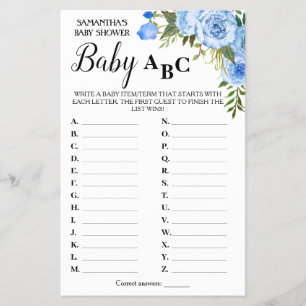 Blue Baby ABC Zweisprachige Baby-Duschkarte Flyer