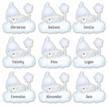 Blue Baby Bear Custom Multiple Name Stickers