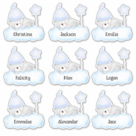 Blue Baby Bear Custom Multiple Name Stickers Aufkleber