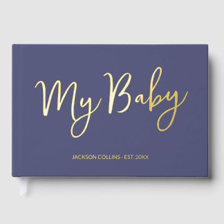 Blue Baby Book Fohling Script Keepake für Mutter Gästebuch