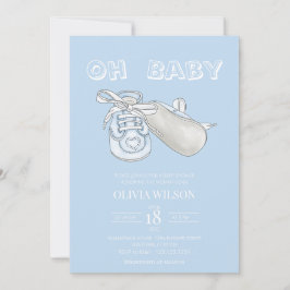 Blue Baby Bootie Watercolor Baby Dusche Einladung