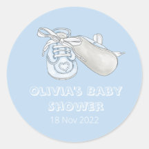 Blue Baby Bootie Watercolor Baby Shower Classic Ro