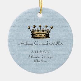 Blue Baby Boy Ankündigung von Gold Crown Keramik Ornament
