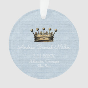Blue Baby Boy Ankündigung von Gold Crown Ornament