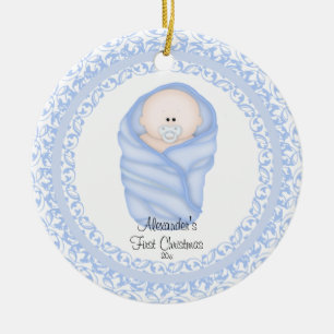 Blue Baby Boy Baby's First Christmas Ornament