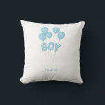 Blue Baby Boy Balloon Celebration  Kissen<br><div class="desc">Celebrate the new arrival with this adorable light blue balloon design! Featuring shiny foil balloons spelling "BOY" along with a bouquet of floating blue balloons,  it's perfect for baby showers,  gender reveal parties,  and newborn gifts.</div>