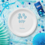Blue Baby Boy Balloon Celebration  Pappteller<br><div class="desc">Celebrate the new arrival with this adorable light blue balloon design! Featuring shiny foil balloons spelling "BOY" along with a bouquet of floating blue balloons,  it's perfect for baby showers,  gender reveal parties,  and newborn gifts.</div>