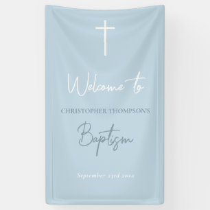 Blue Baby Boy Calligraphy Baptisse Begrüßungszeich Banner