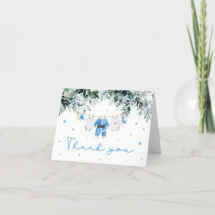 Blue Baby Boy Christmas Santa Baby Baby Dusche Dankeskarte
