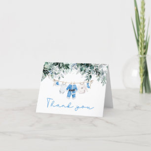 Blue Baby Boy Christmas Santa Baby Baby Dusche Dankeskarte