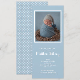 Blue Baby Boy Foto Birth Ankündigung