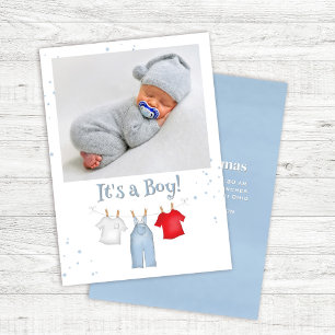 Blue Baby Boy Foto Clothesline Custom Ankündigung
