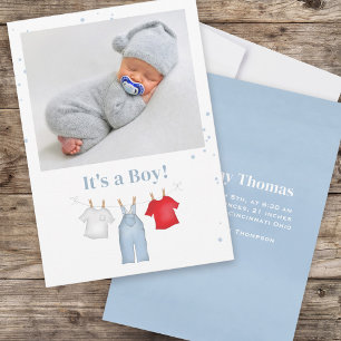 Blue Baby Boy Foto Clothesline Custom Ankündigung