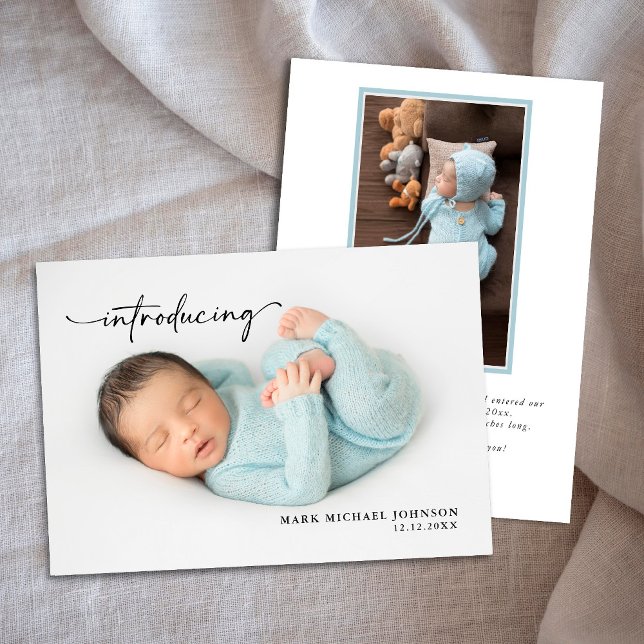 Blue Baby Boy Foto für Neugeborene Mitteilungskarte (Von Creator hochgeladen)