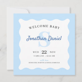 Blue Baby Boy Foto Geburtsankündigung