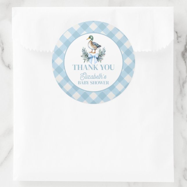 Blue Baby Boy Mallard Duck Baby Duck Runder Aufkleber (Tasche)